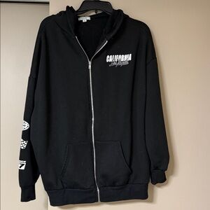 Black California Zip-Up Hoodie